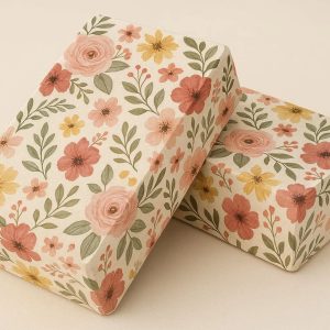 Printed Floral Yoga Blocks High Density EVA Foam Decorative Exercise Bricks For Women Pilates Stability Meditation